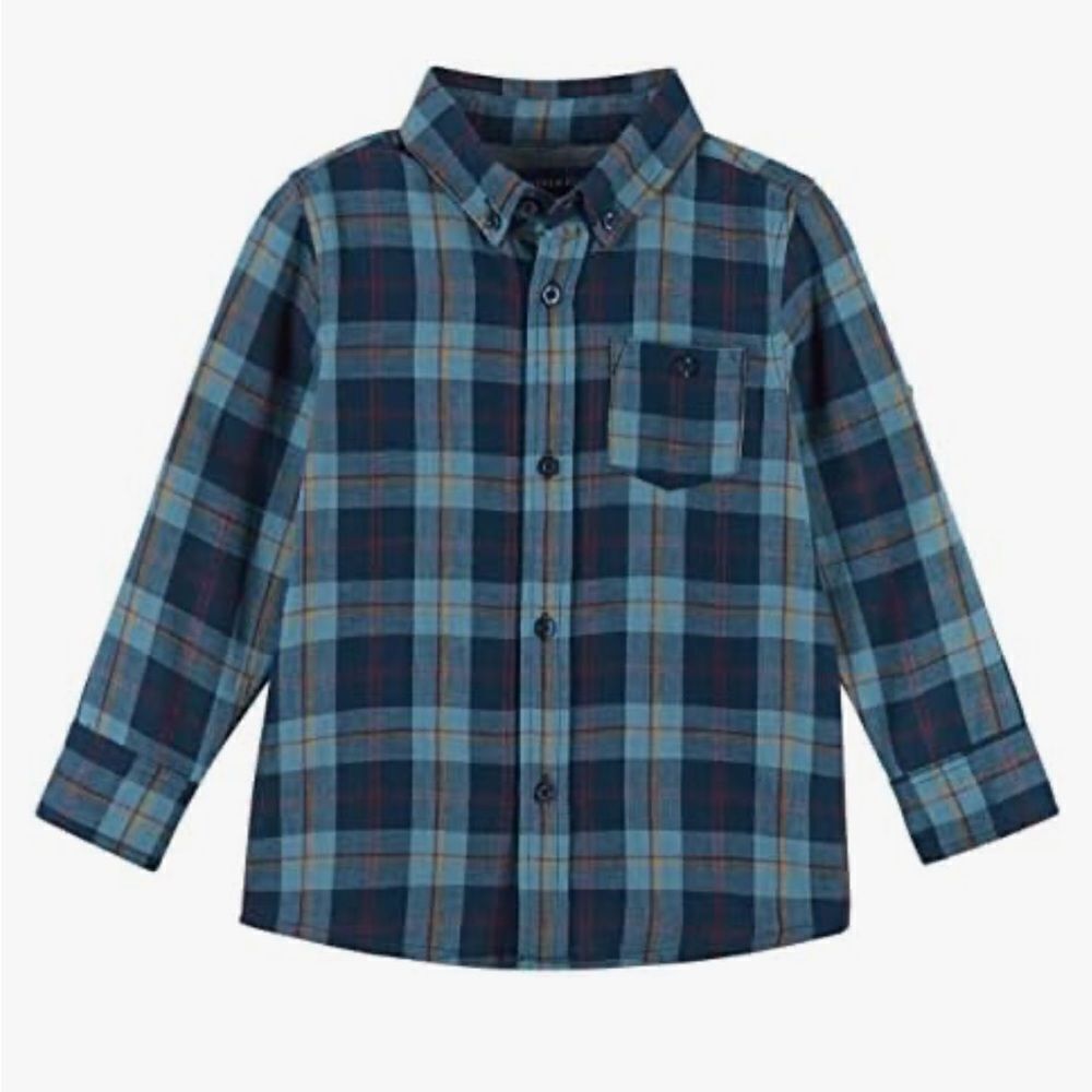 Andy and Evan Plaid Button Front shirt 2T NWT Navy